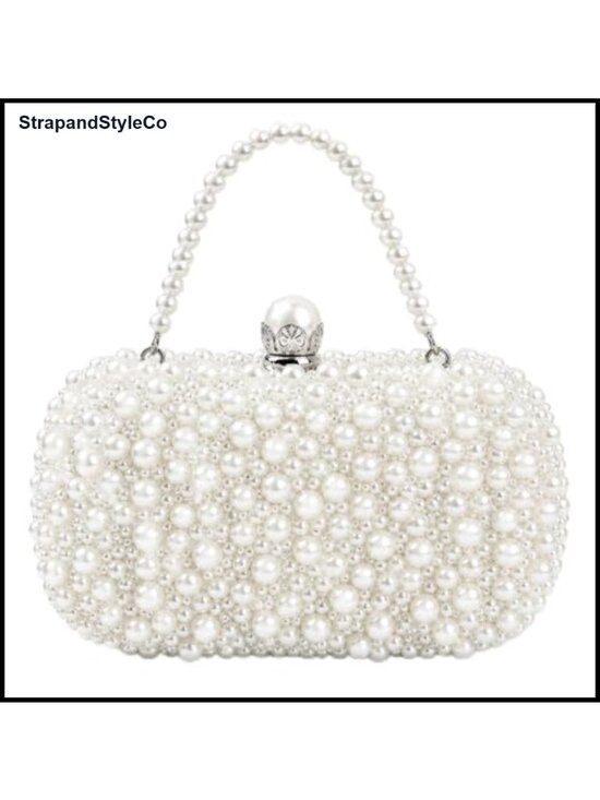 Handbags - Handcrafted Beaded Pearl Evening Clutch Bridal Wedding Bag